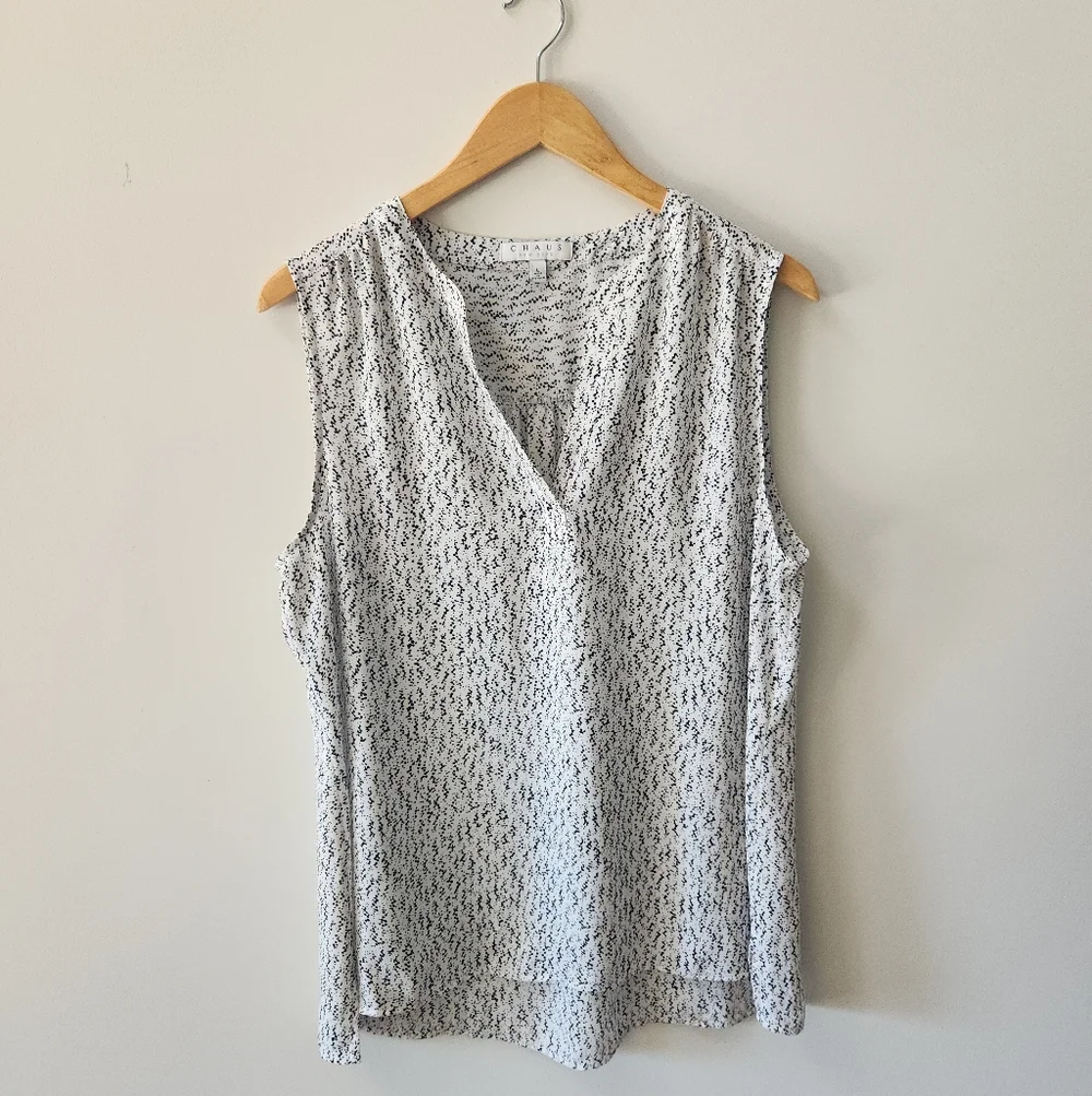 🔥 SOLD 🔥Chaus New York Sleeveless Speckled V Neck Tank Top Size Large - Picture 2 of 9